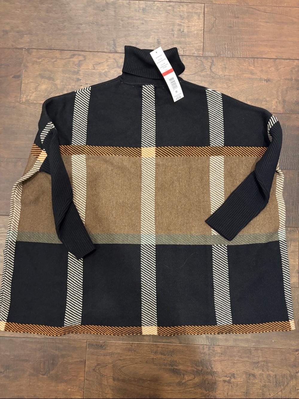 Joseph A Black & Brown Plaid Turtleneck Sweater